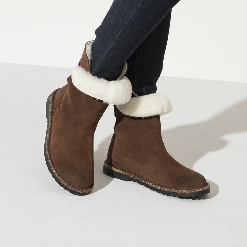 Birkenstock Uppsalla Shearling Ruskind Læder Støvler Dame Brune | DK 332LIS